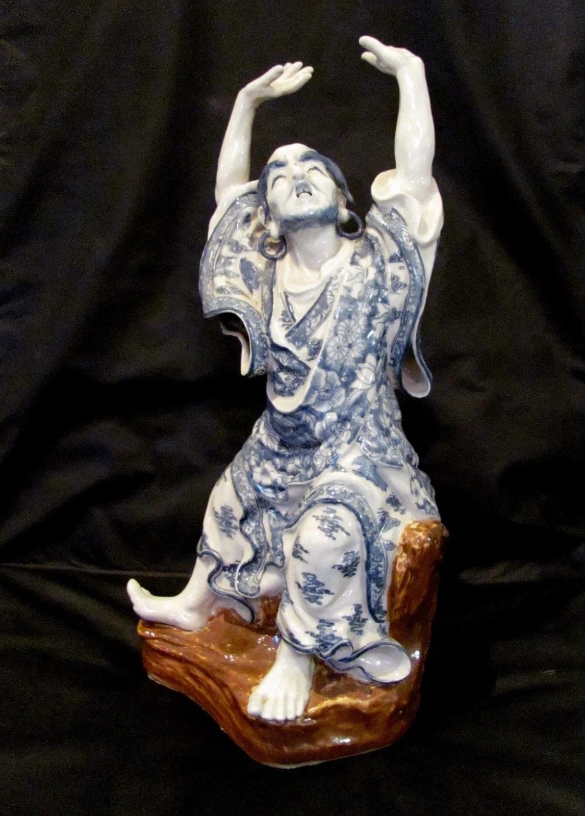 Chinese Blue and White Porcelain Figurine of a Louhan - Large (18") photo 4