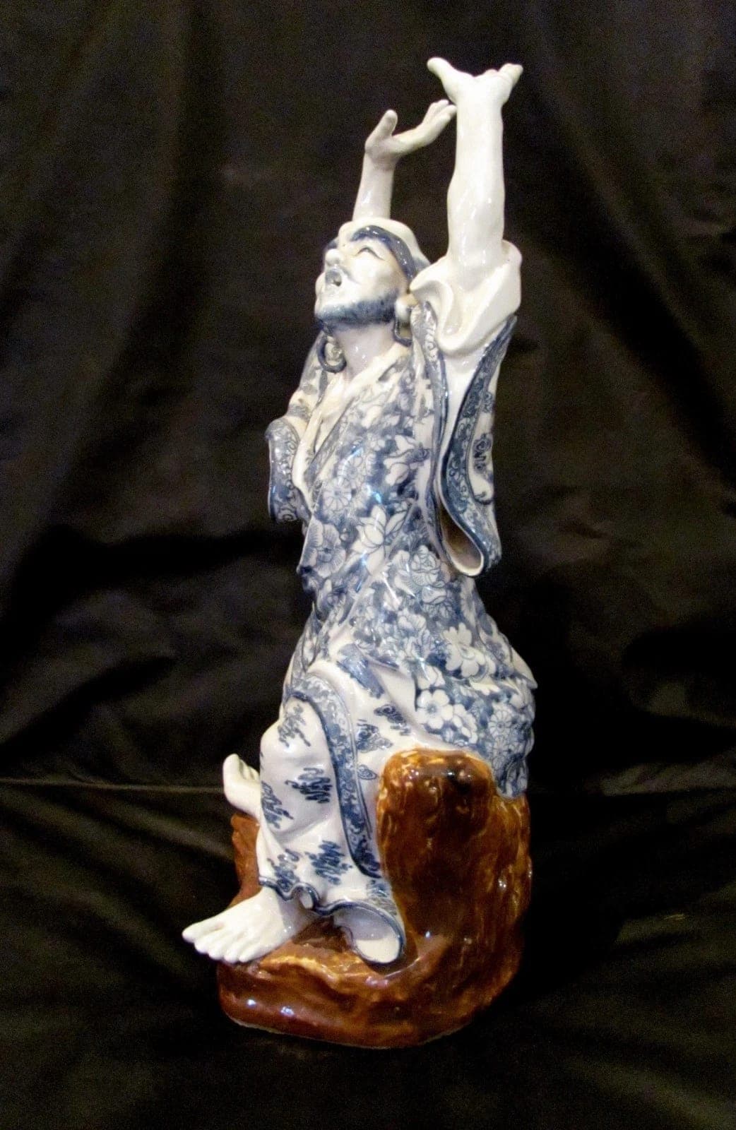 Chinese Blue and White Porcelain Figurine of a Louhan - Large (18") photo 5