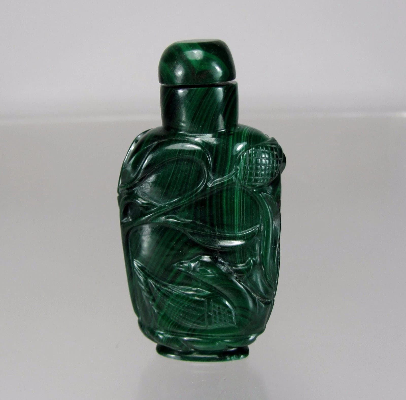 Antique Carved Malachite Snuff Bottle