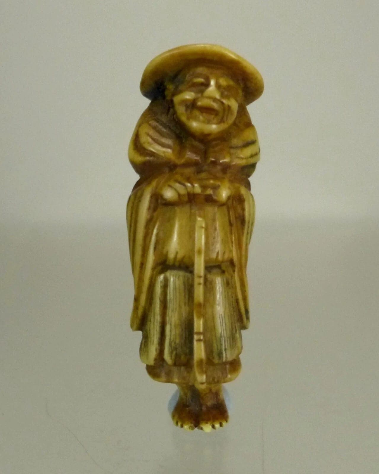 Early 19th Century Japanese Stag Antler Netsuke of a Peasant
