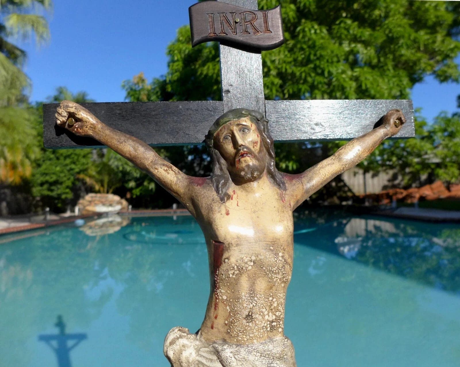 Superb Antique Spanish Wood Polychrome Sculpture of Christ - Crucifix, 18th C. photo 2
