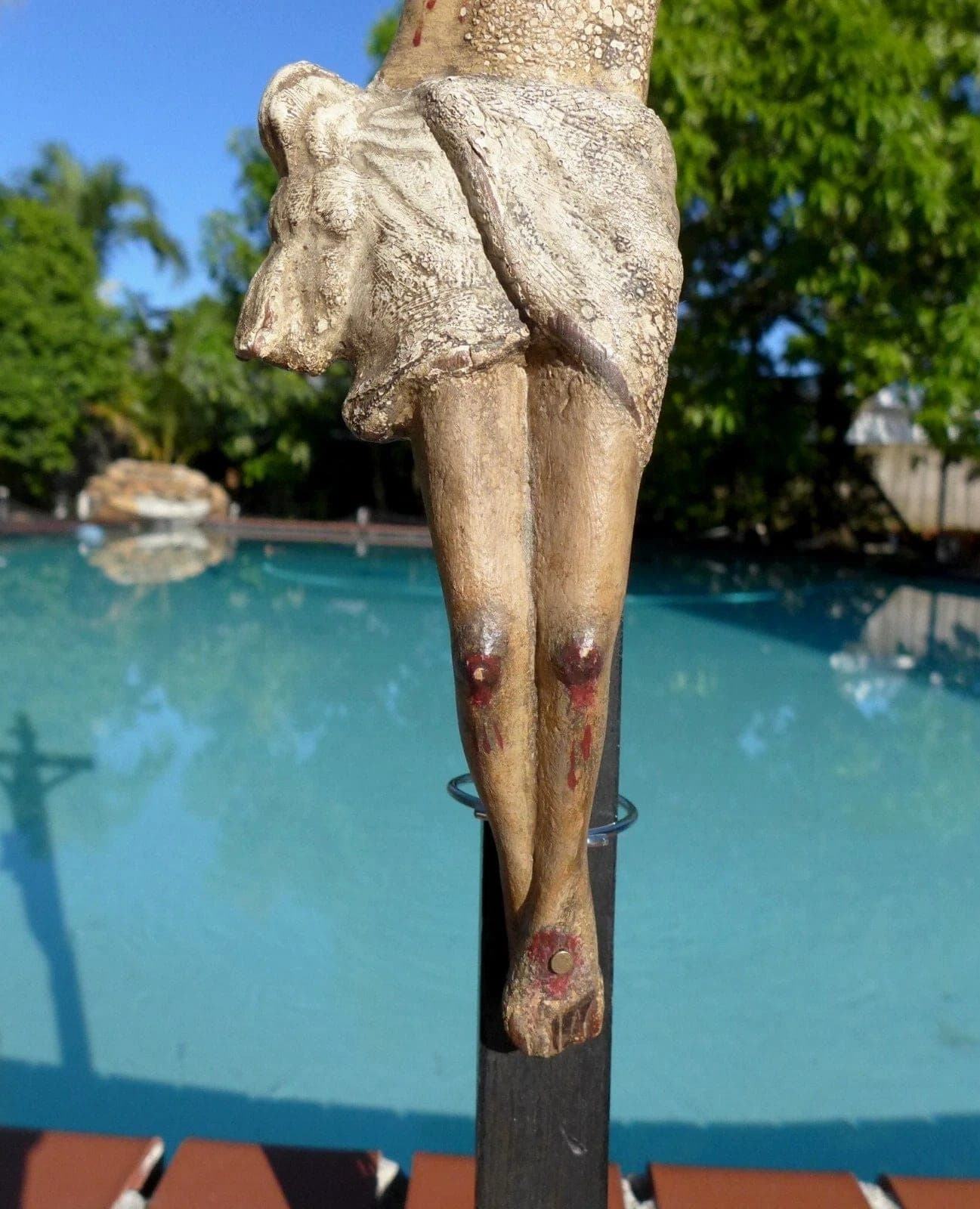 Superb Antique Spanish Wood Polychrome Sculpture of Christ - Crucifix, 18th C. photo 3
