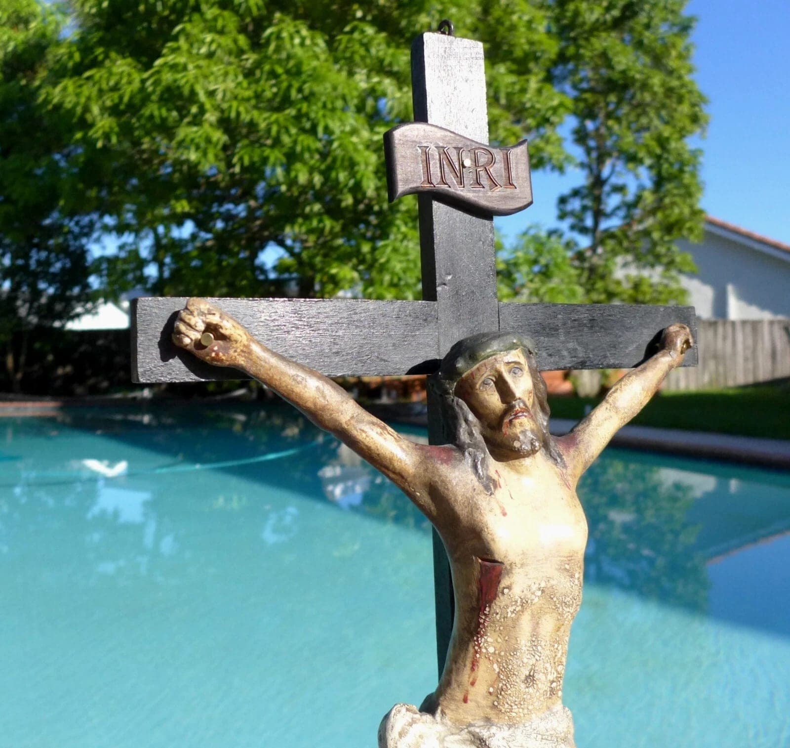 Superb Antique Spanish Wood Polychrome Sculpture of Christ - Crucifix, 18th C. photo 4