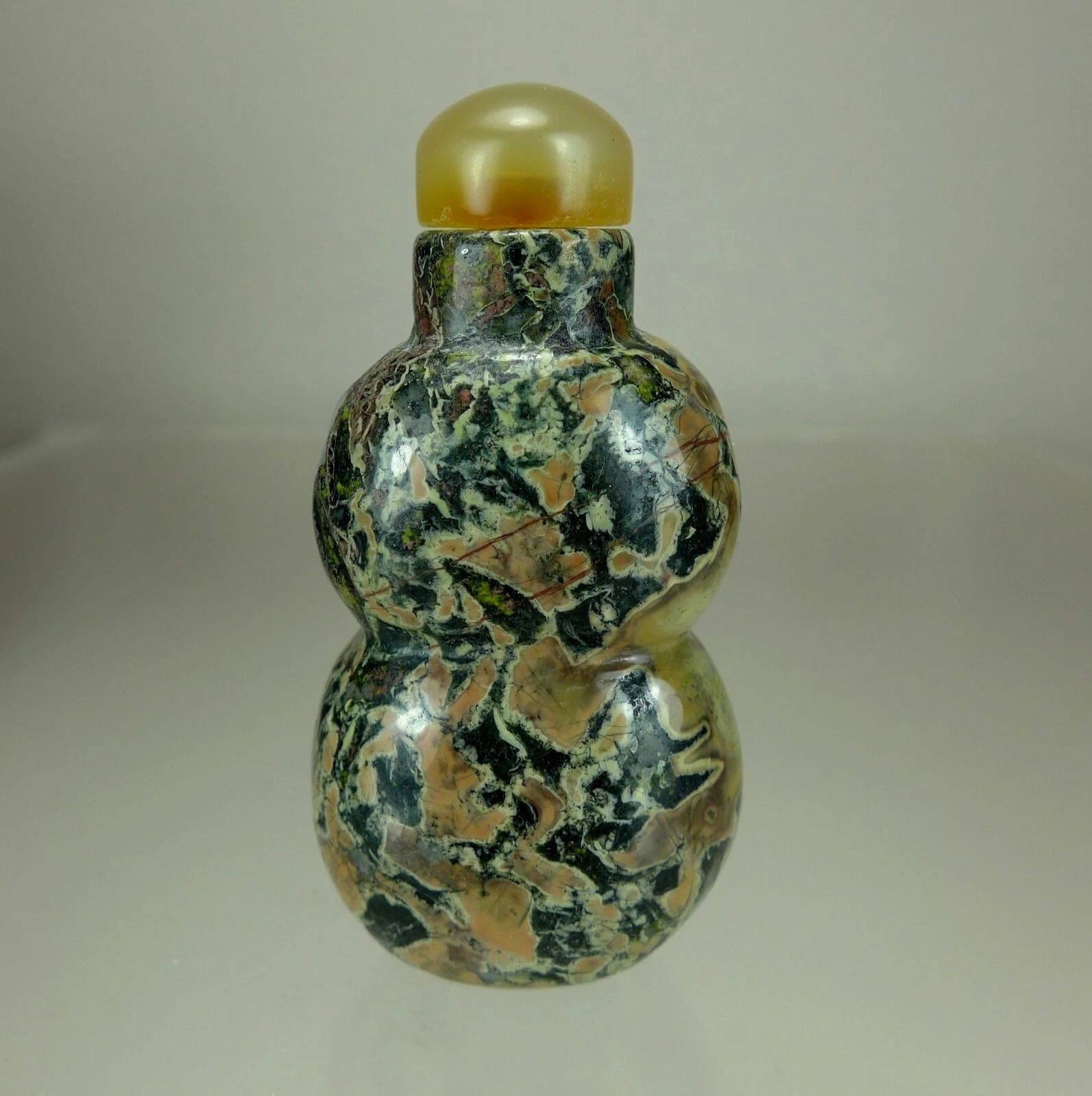 EXTREMELY RARE, DOUBLE-GOURD, CONGLOMERATE PUDDINGSTONE SNUFF BOTTLE photo 2
