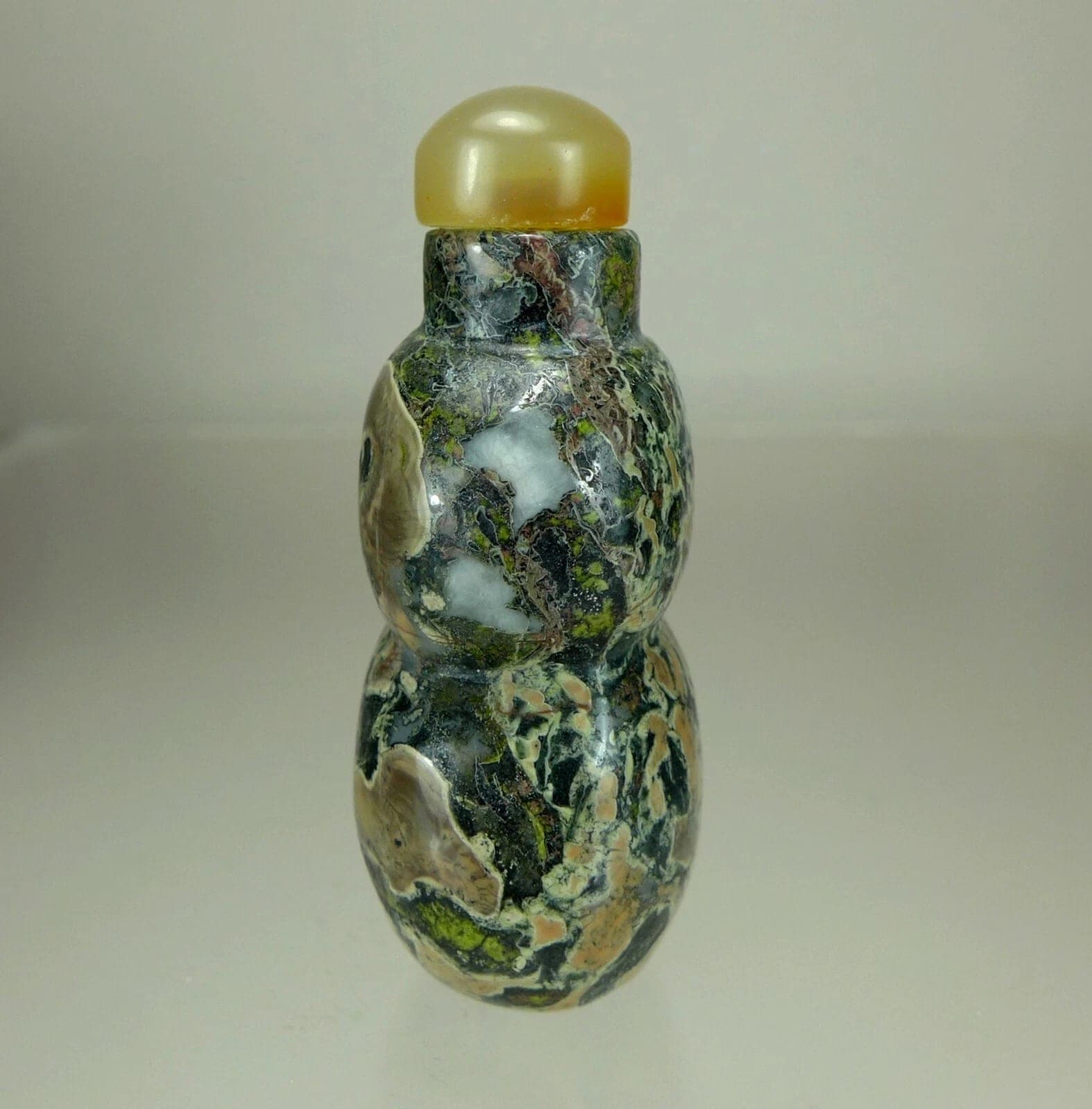 EXTREMELY RARE, DOUBLE-GOURD, CONGLOMERATE PUDDINGSTONE SNUFF BOTTLE photo 4
