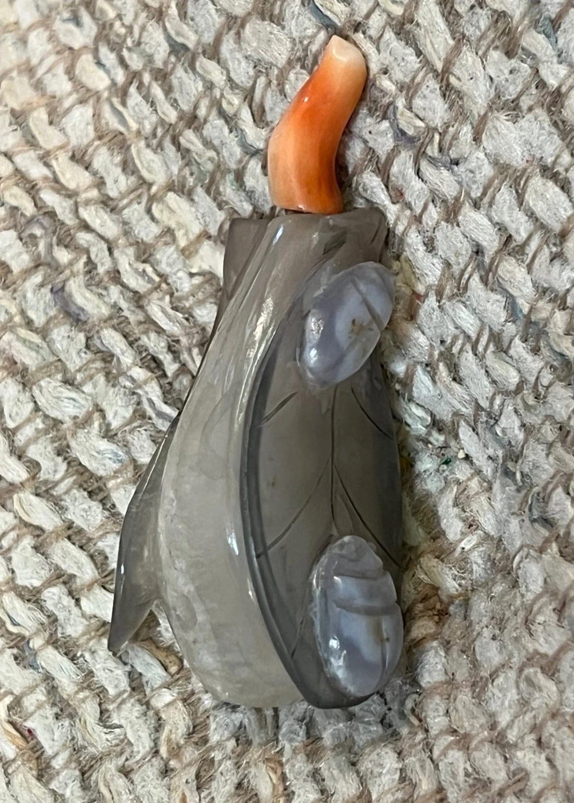 19th C. Rock Crystal Carved Snuff Bottle - Gourd, Leaves and Lady Bugs