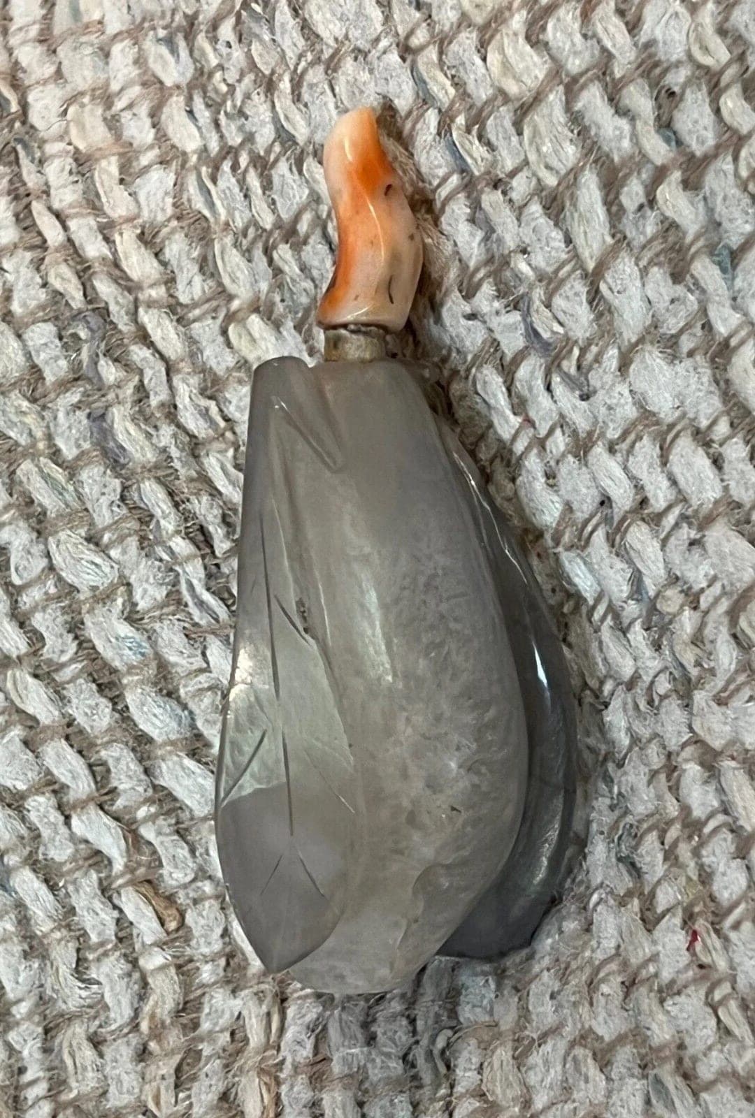 19th C. Rock Crystal Carved Snuff Bottle - Gourd, Leaves and Lady Bugs photo 5