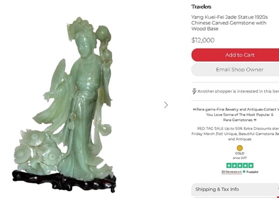 Pale Celadon Jade Carving of Consort Yu Meiren photo 8