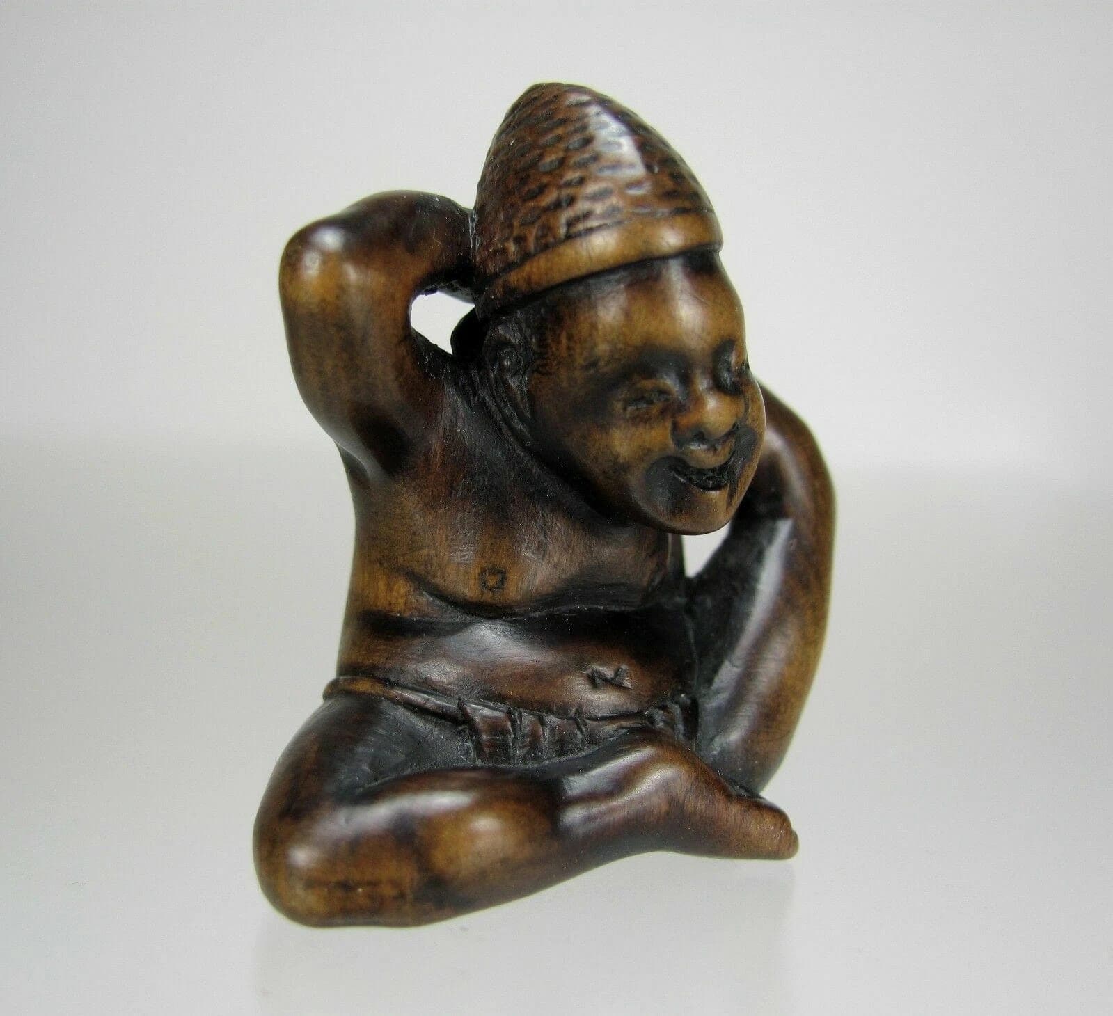 Early 19th Century Japanese Wood Netsuke, ACROBAT photo 2