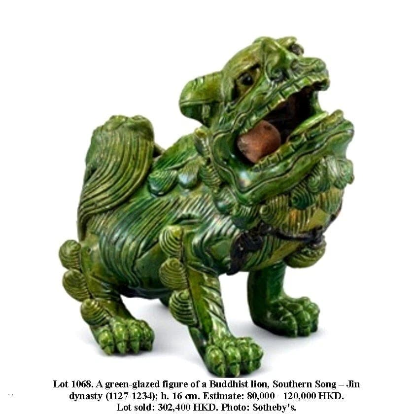 Song Dynasty (960-1279) - Buddhist Bronze-Green-glazed Ceramic Foo Dogs photo 12