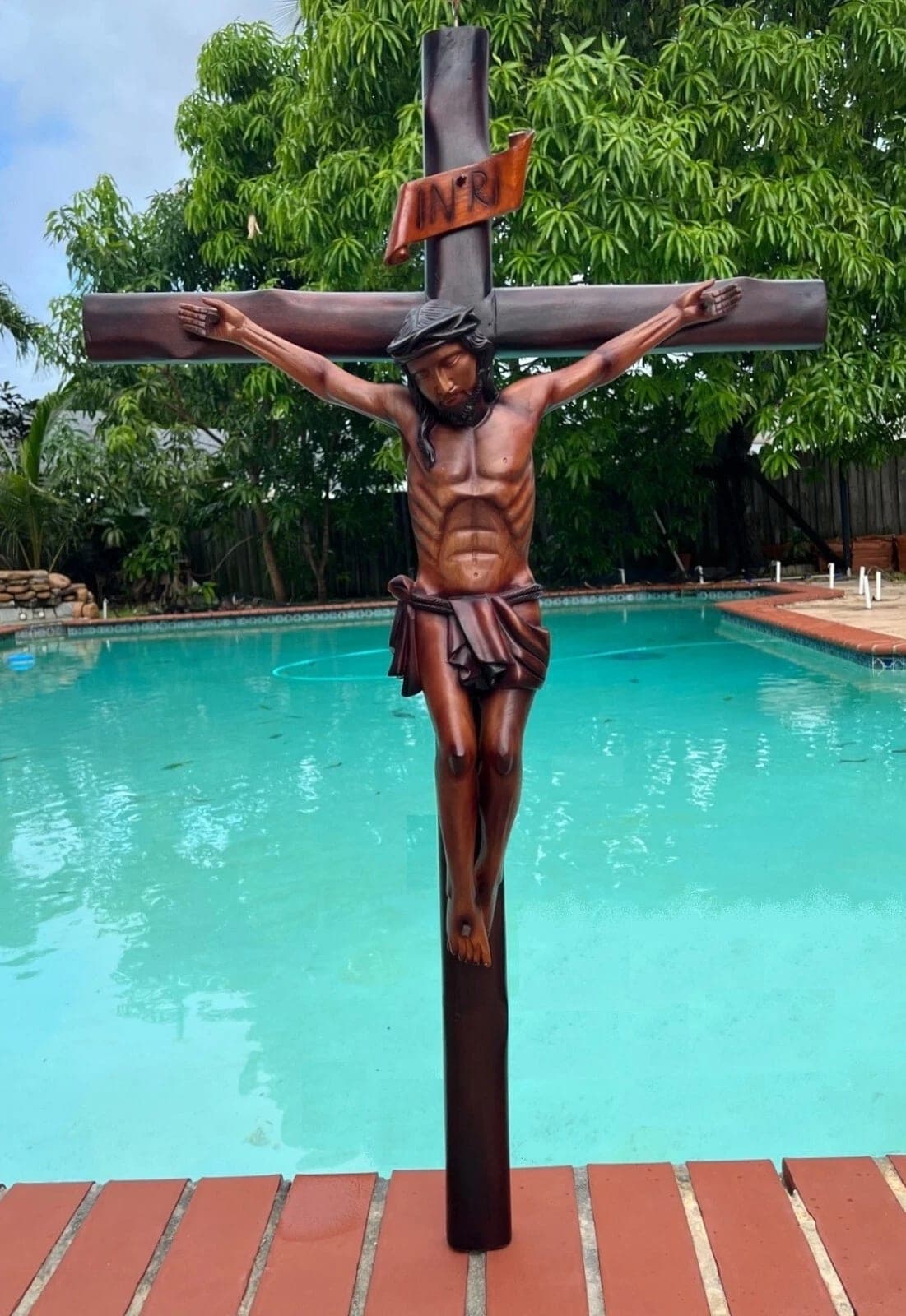 Superbly Carved,  Very Large (45"),  Wooden Sculpture of Christ - Crucifix