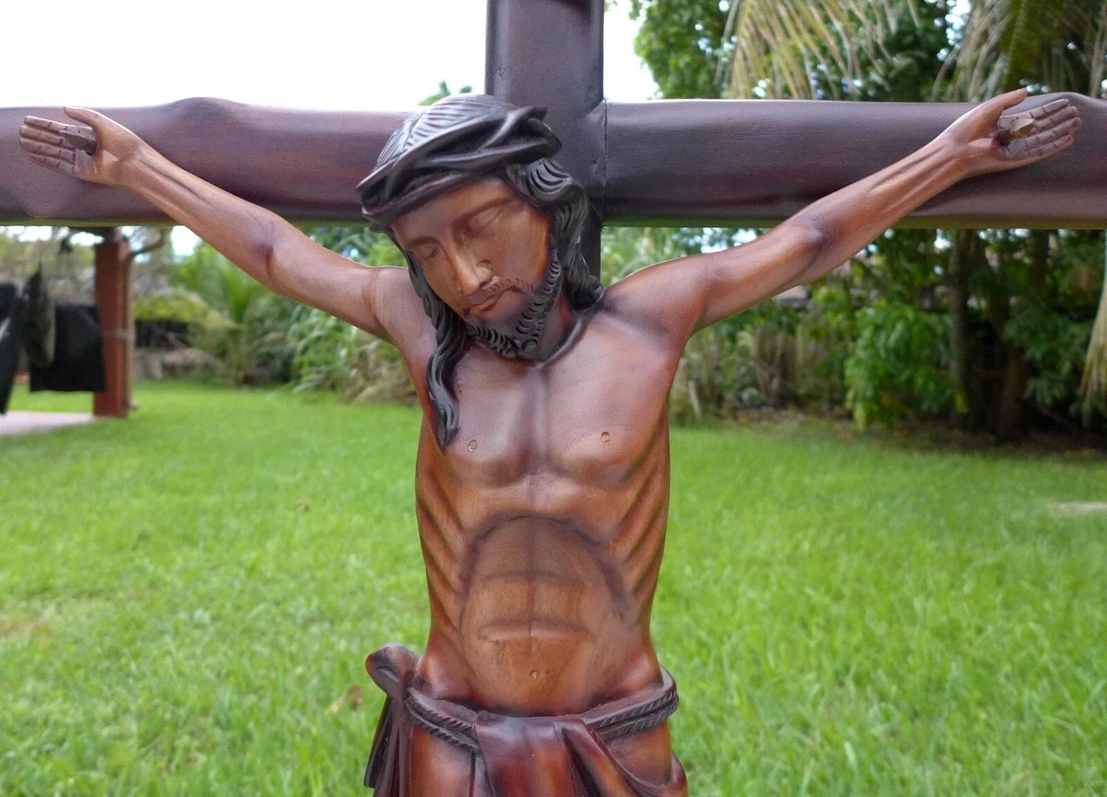 Superbly Carved,  Very Large (45"),  Wooden Sculpture of Christ - Crucifix photo 3