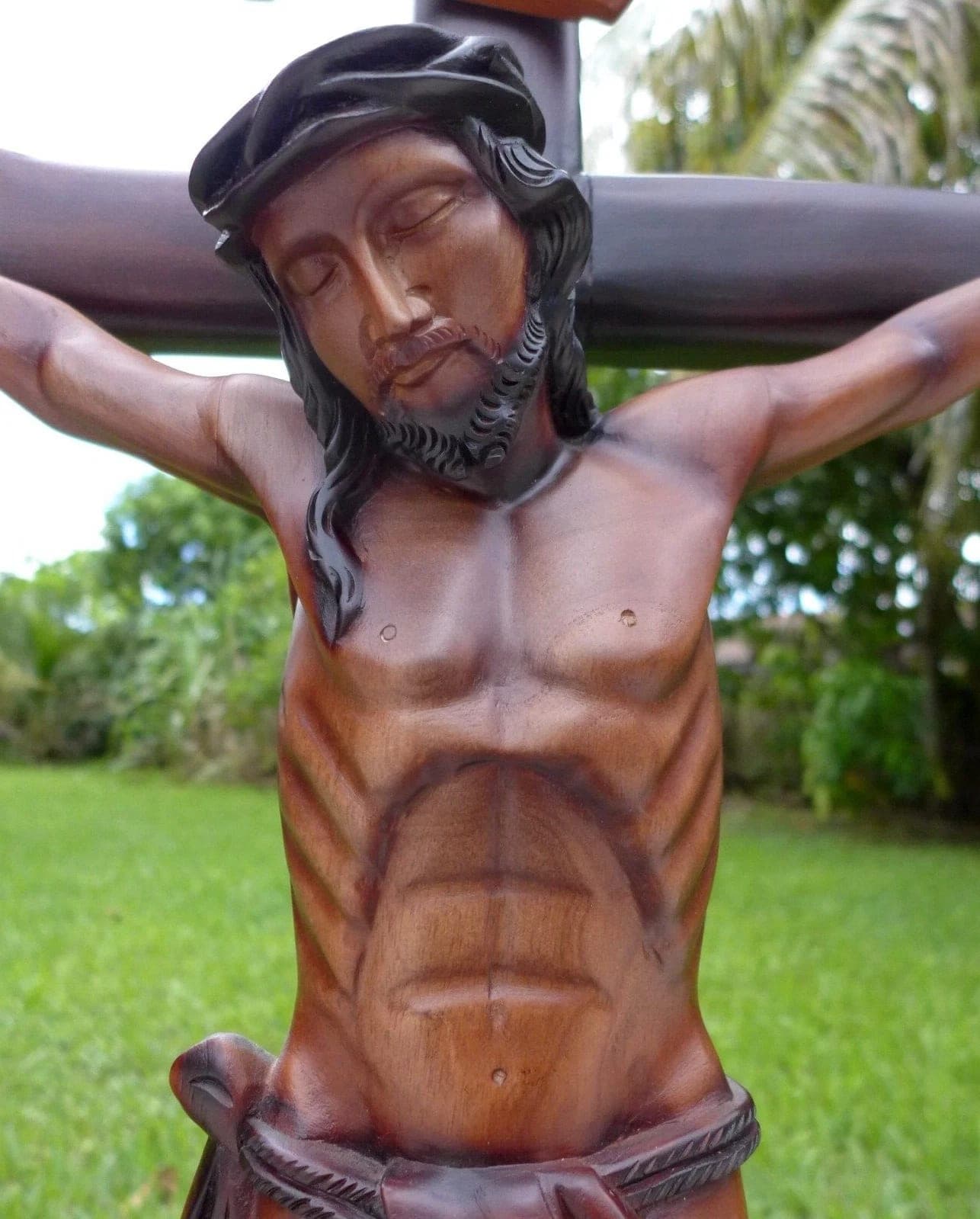 Superbly Carved,  Very Large (45"),  Wooden Sculpture of Christ - Crucifix photo 4