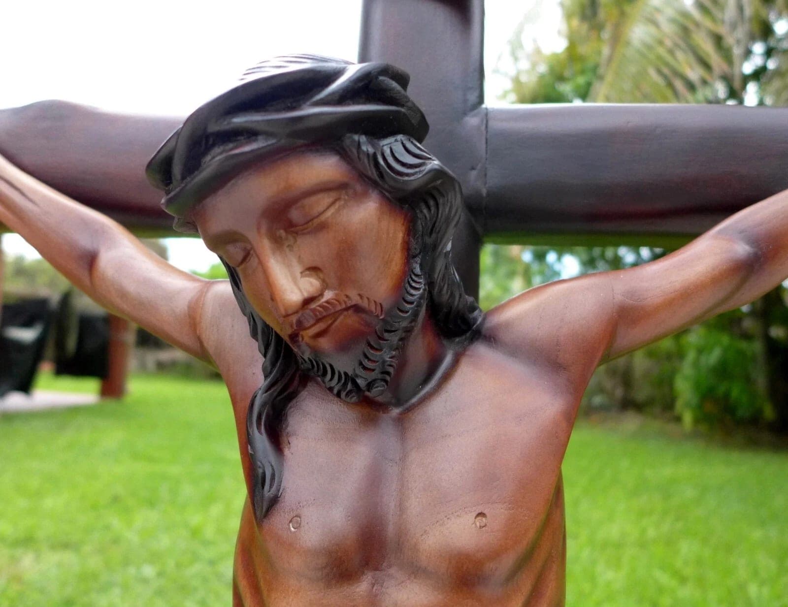 Superbly Carved,  Very Large (45"),  Wooden Sculpture of Christ - Crucifix photo 6