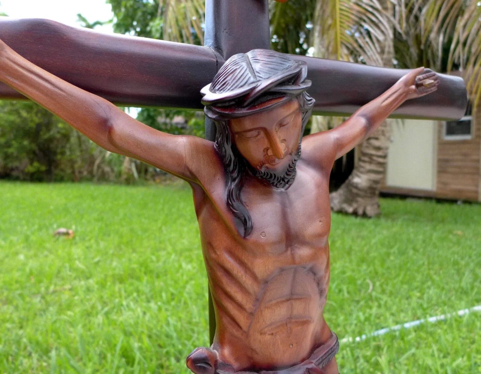 Superbly Carved,  Very Large (45"),  Wooden Sculpture of Christ - Crucifix photo 7