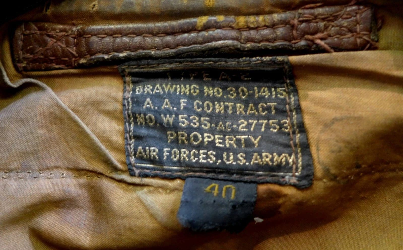 WWII Original US Army Air Corps Named A-2 Flight Leather Jacket, USED photo 5