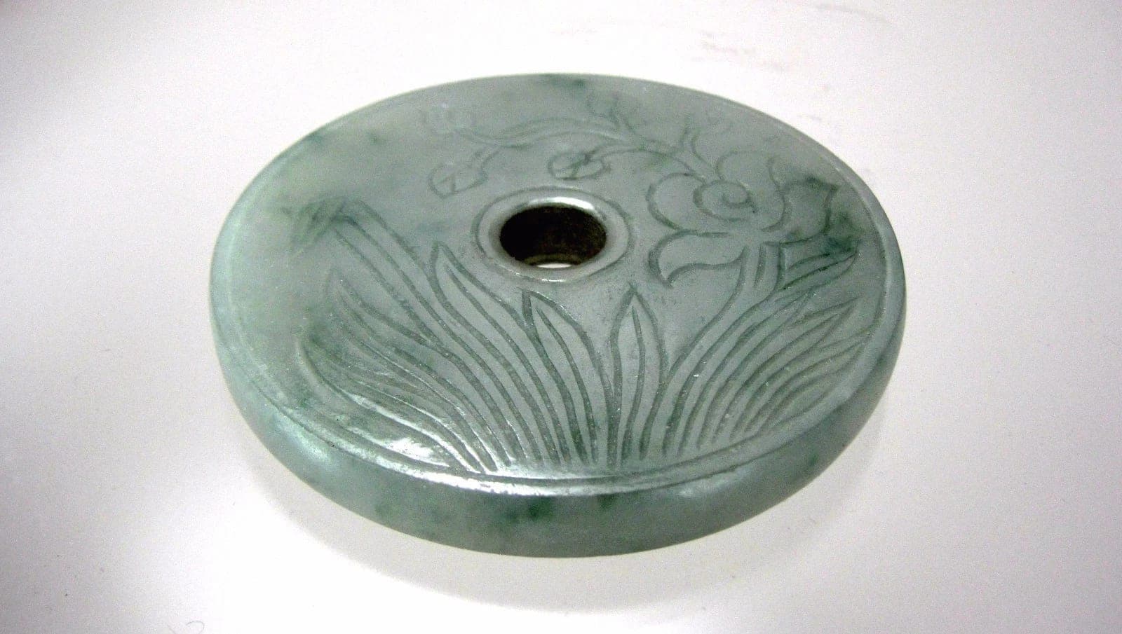 ANTIQUE CHINESE SEMI-TRANSLUCENT JADEITE JADE BI RITUAL DISK PENDANT - 2 photo 5