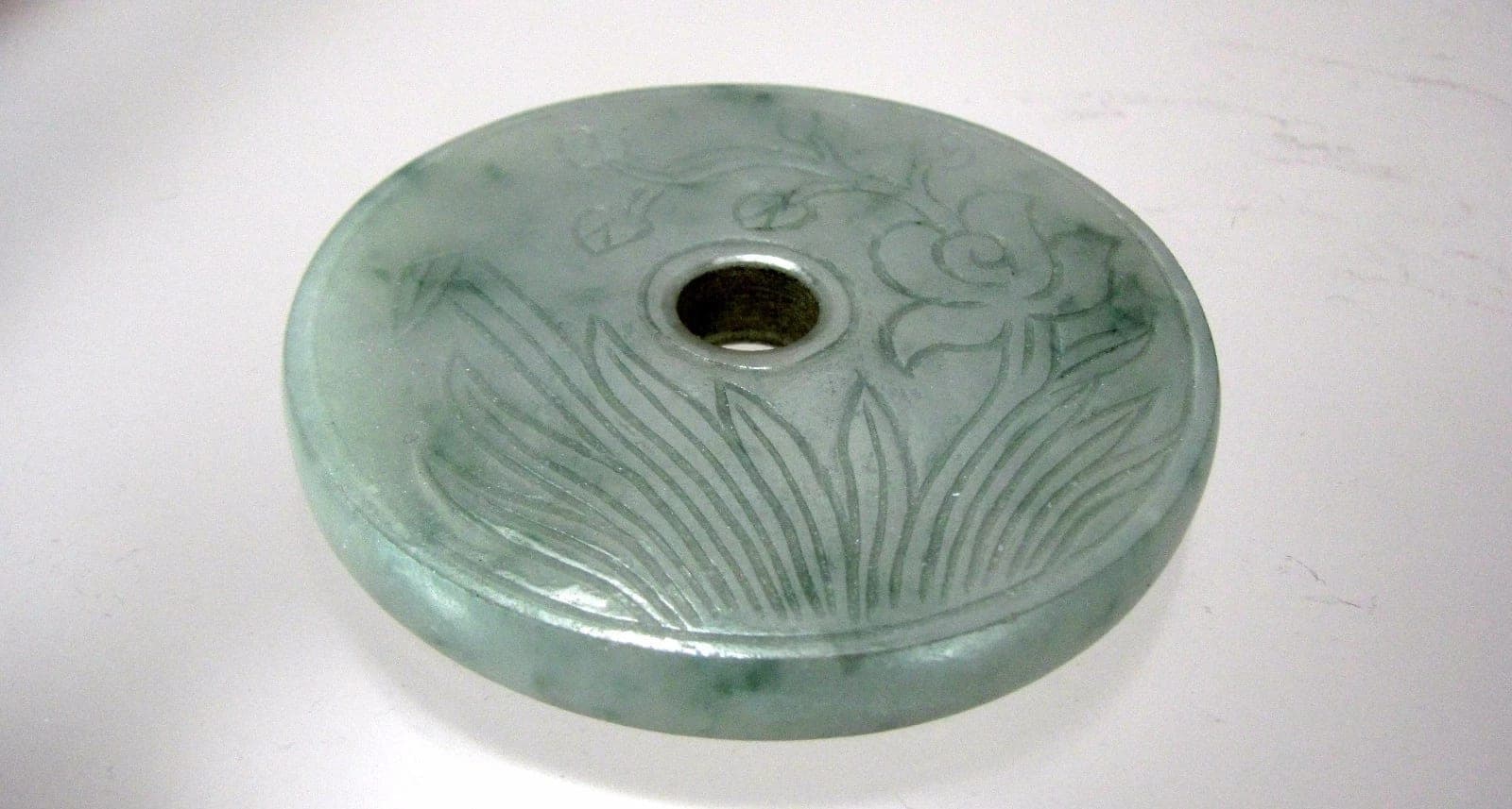 ANTIQUE CHINESE SEMI-TRANSLUCENT JADEITE JADE BI RITUAL DISK PENDANT - 2 photo 6