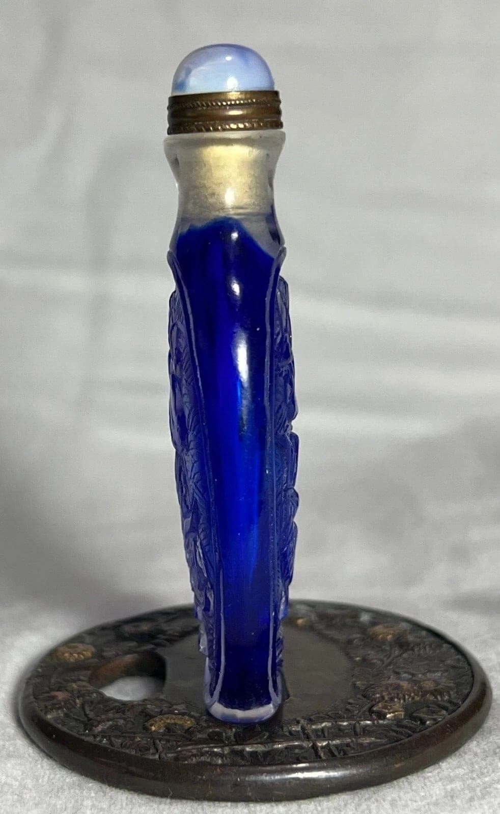 VERY RARE, Blue Overlay over Clear Glass (Thin) Snuff Bottle photo 6