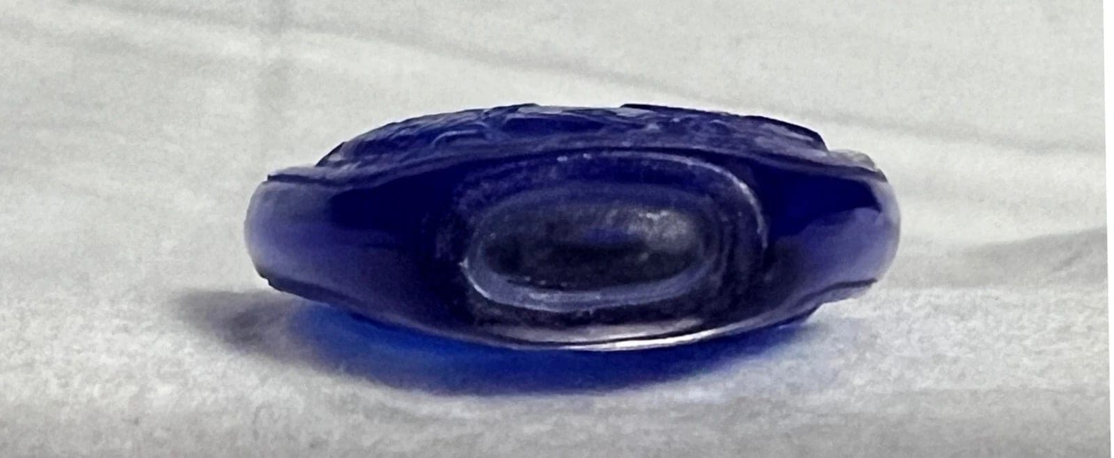 VERY RARE, Blue Overlay over Clear Glass (Thin) Snuff Bottle photo 7
