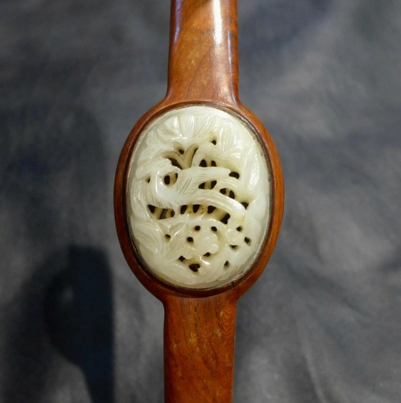 Zitan Wood Ruyi Scepter with Pheasant Jade Plaques - Ming Dynasty photo 5