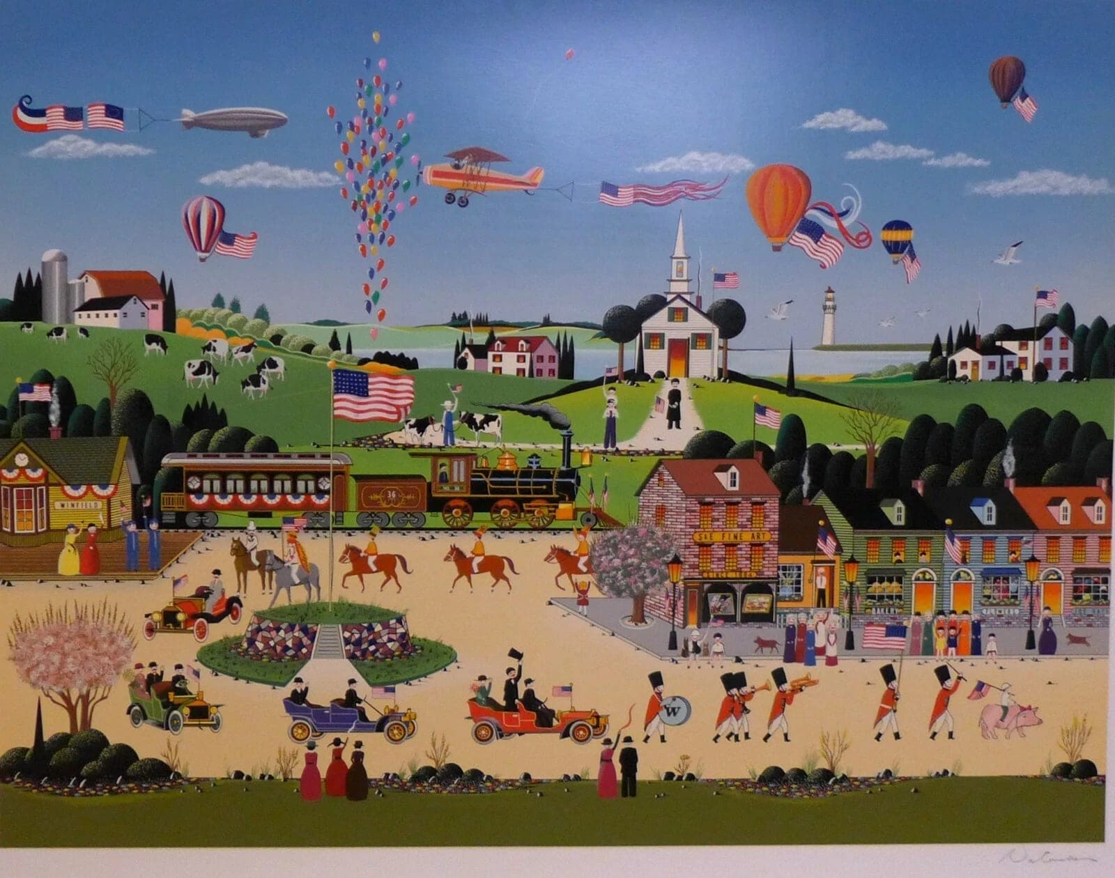 Nicky Watanabe, "President's Parade", Hand-signed & Numbered Color Serigraph