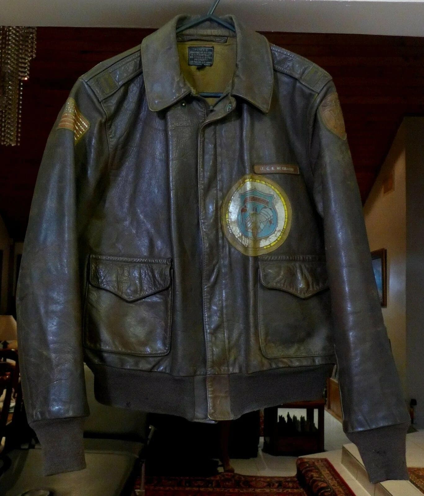 WWII Original, Most Complete, US Army Air Corps Named A-2 Flight Leather Jacket
