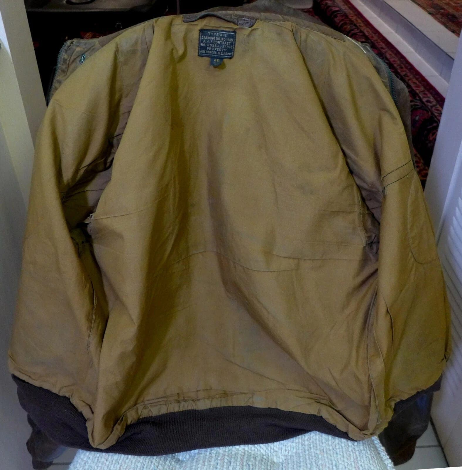 WWII Original, Most Complete, US Army Air Corps Named A-2 Flight Leather Jacket photo 3