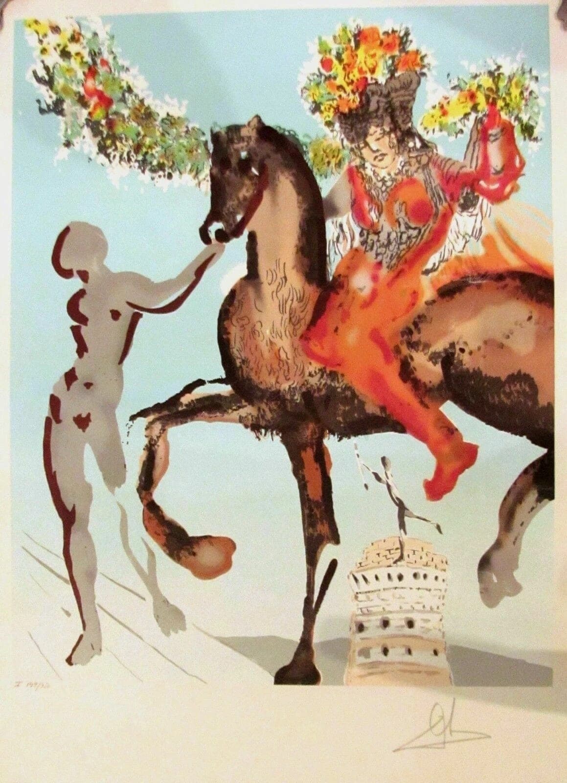 SALVADOR DALI "The Harbinger", Original Hand-Signed Lithograph, 1980