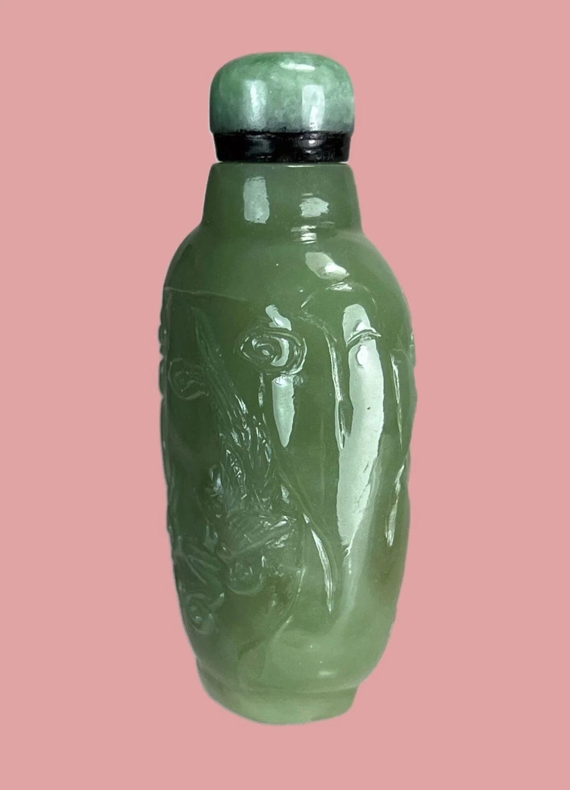 19th Century Carved Celadon Jade SNUFF BOTTLE, Buddha photo 4