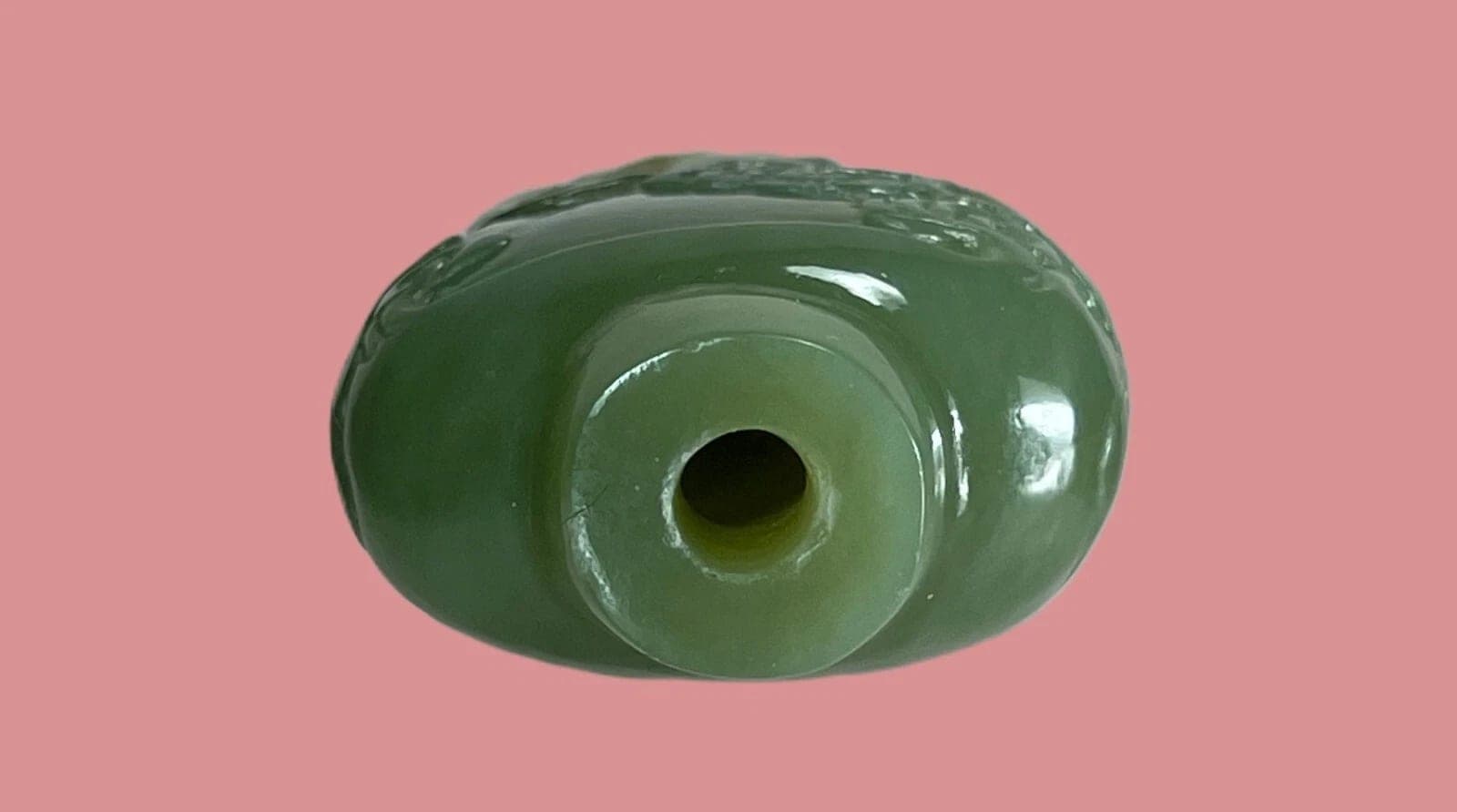 19th Century Carved Celadon Jade SNUFF BOTTLE, Buddha photo 7
