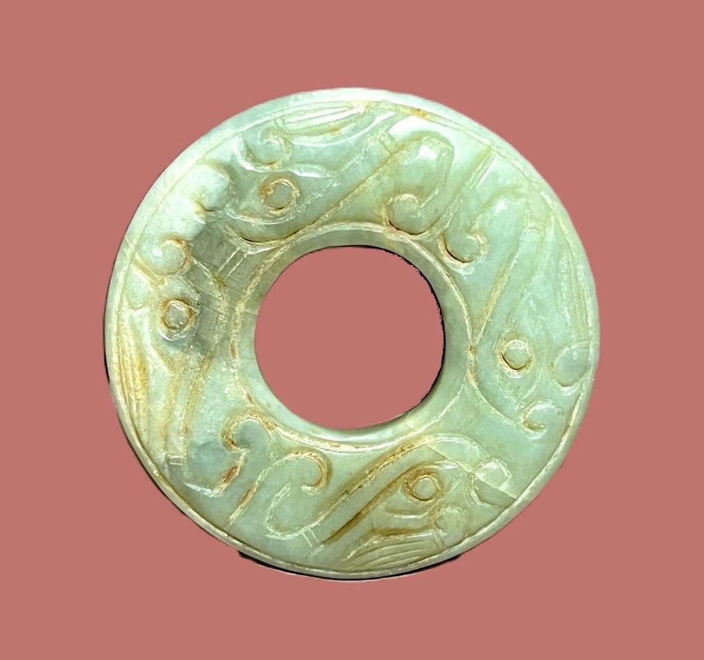 CHINESE Han Dynasty  (206 B.C.–220 A.D.) Jade Bi Ritual Disk Pendant photo 2