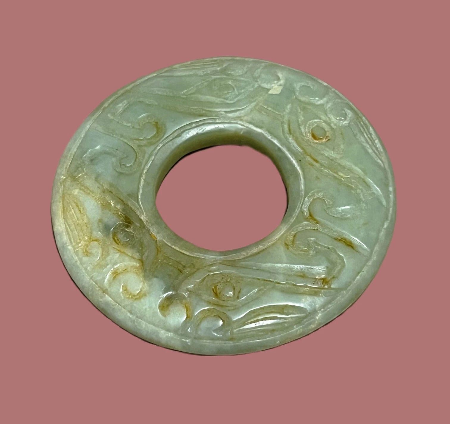 CHINESE Han Dynasty  (206 B.C.–220 A.D.) Jade Bi Ritual Disk Pendant photo 3