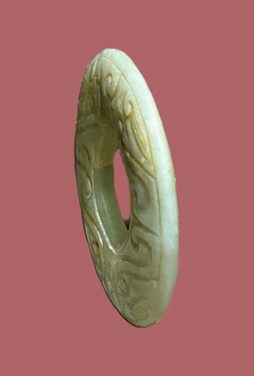CHINESE Han Dynasty  (206 B.C.–220 A.D.) Jade Bi Ritual Disk Pendant photo 4