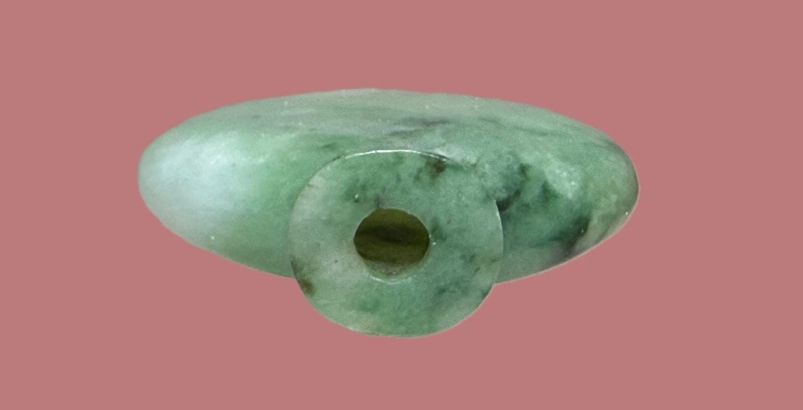 18th Century Apple Green & Gray Jade SNUFF BOTTLE, Spade Shaped photo 7