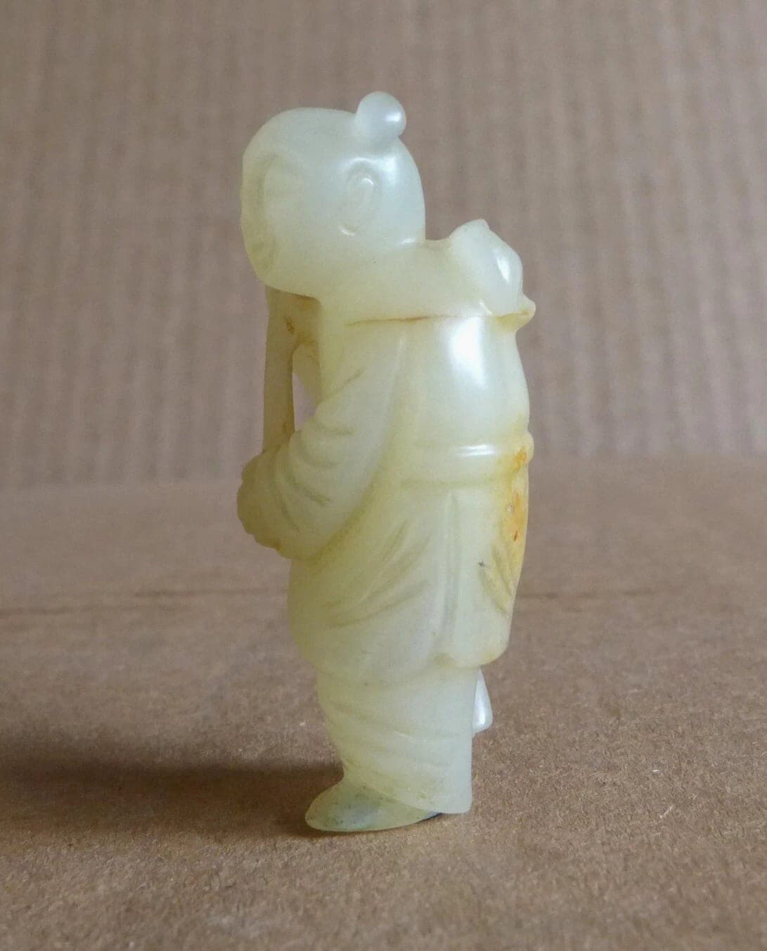 Antique Celadon Jade Carving of a Boy photo 4