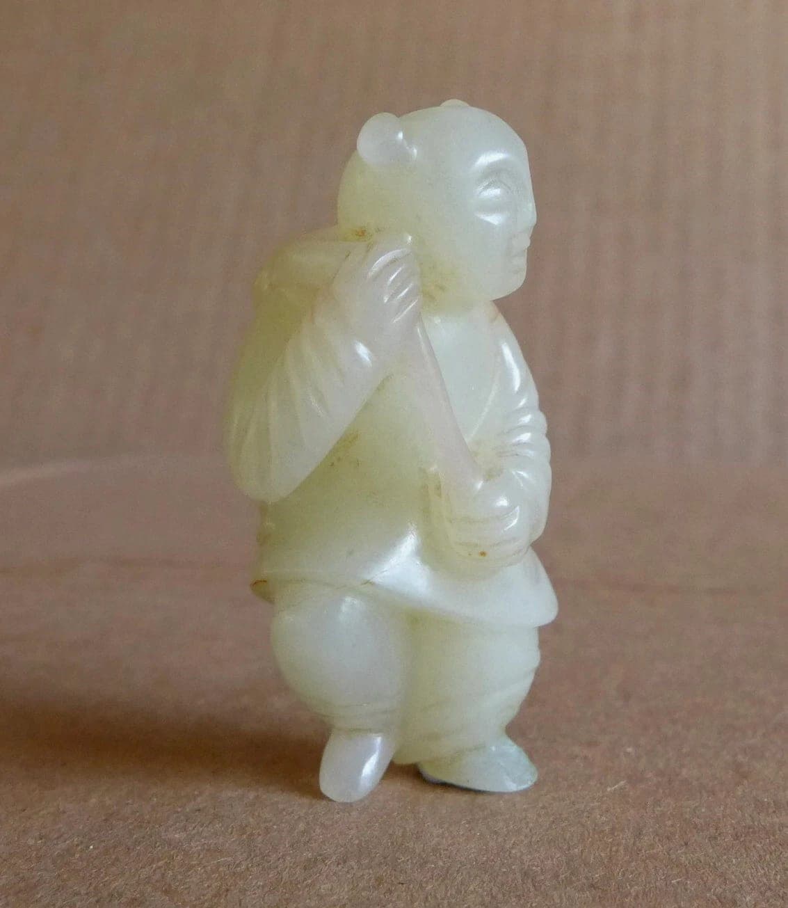 Antique Celadon Jade Carving of a Boy photo 7
