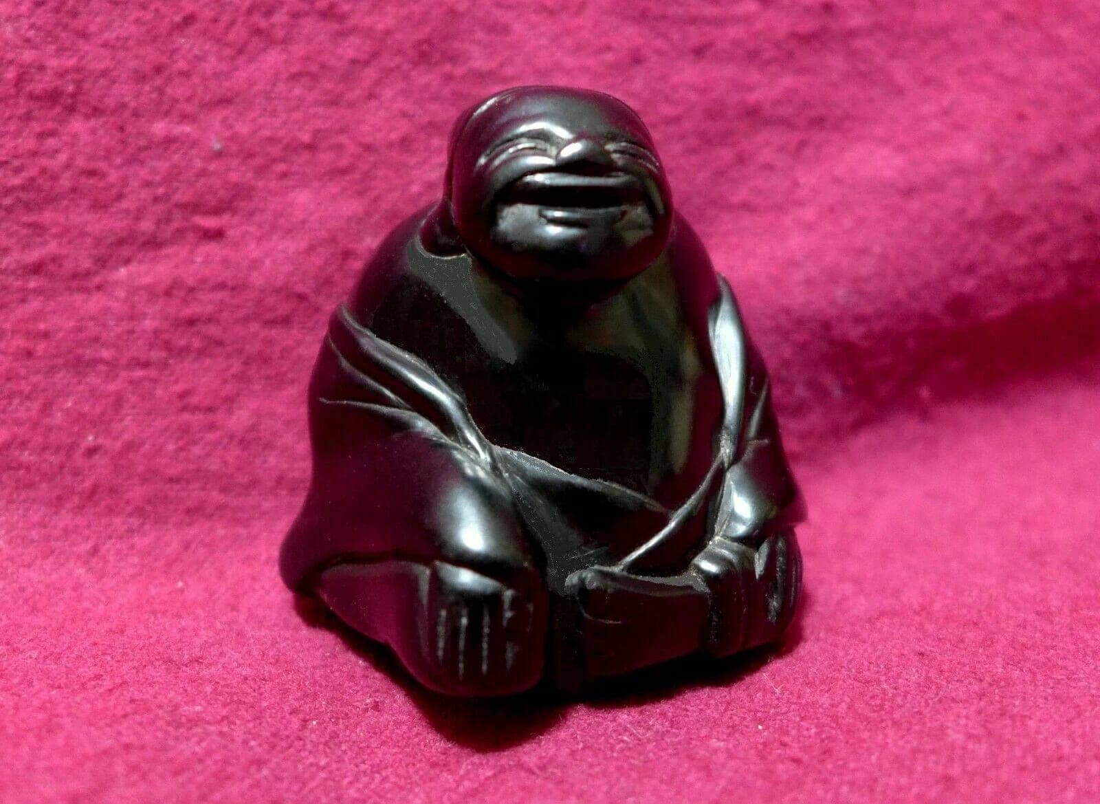 Late 18th C., Early 19th C. Japanese Iwami School Kurogaki Netsuke:  Hotei