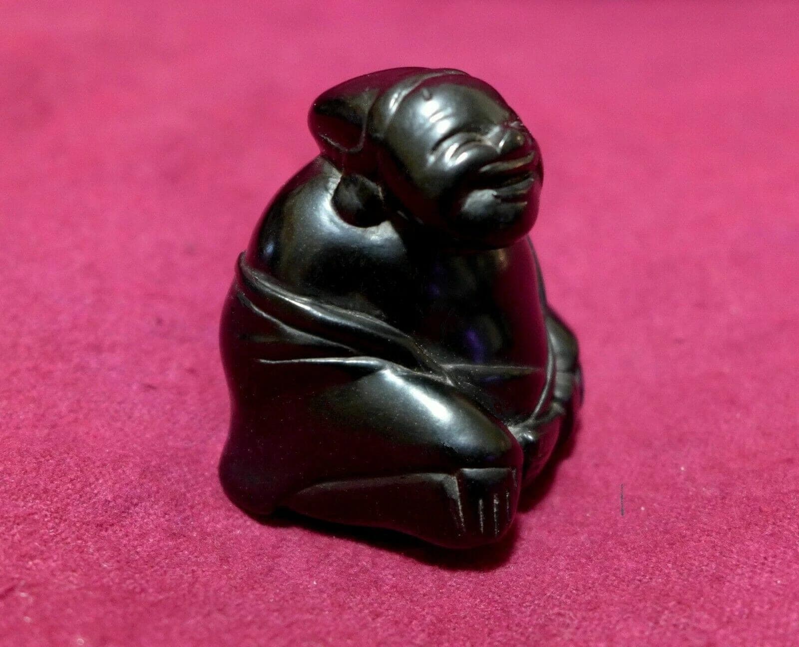 Late 18th C., Early 19th C. Japanese Iwami School Kurogaki Netsuke:  Hotei photo 3