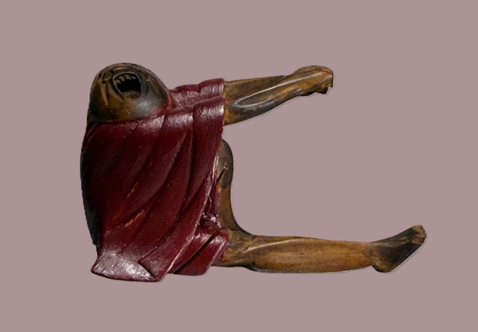19th C. Japanese Boxwood Netsuke: Daruma in Red Robes photo 2